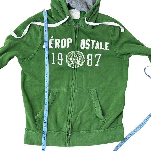 Aeropostale Green Full Zip Hoodie Large Embroidered 1987 Size M - Picture 7 of 8